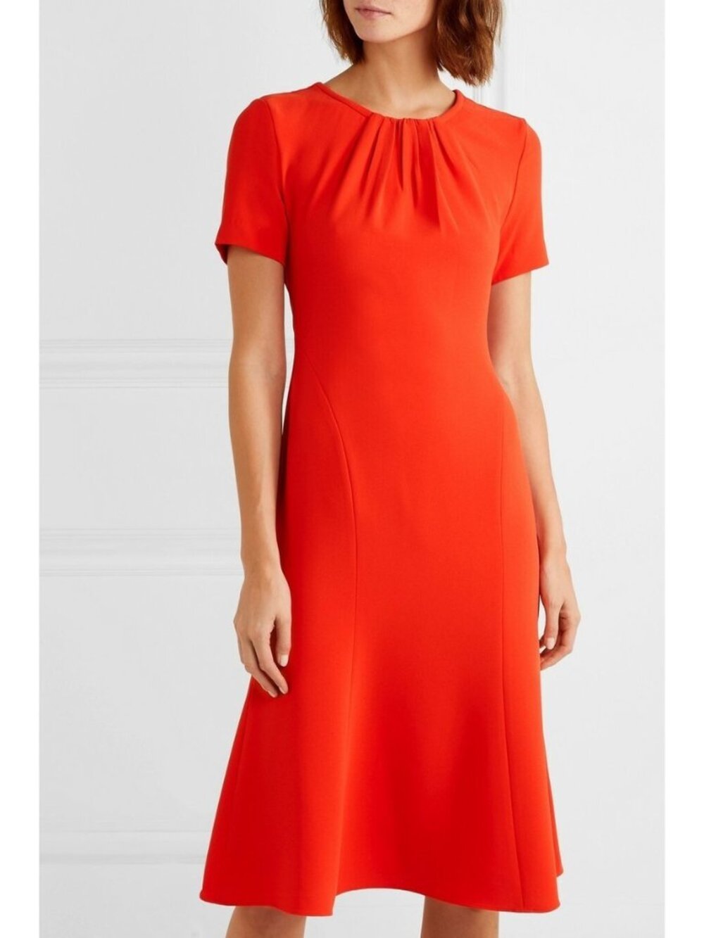Diane Von Furstenberg Spicy Orange Rose Scorn Short Sleeve Midi Dress, Size 4